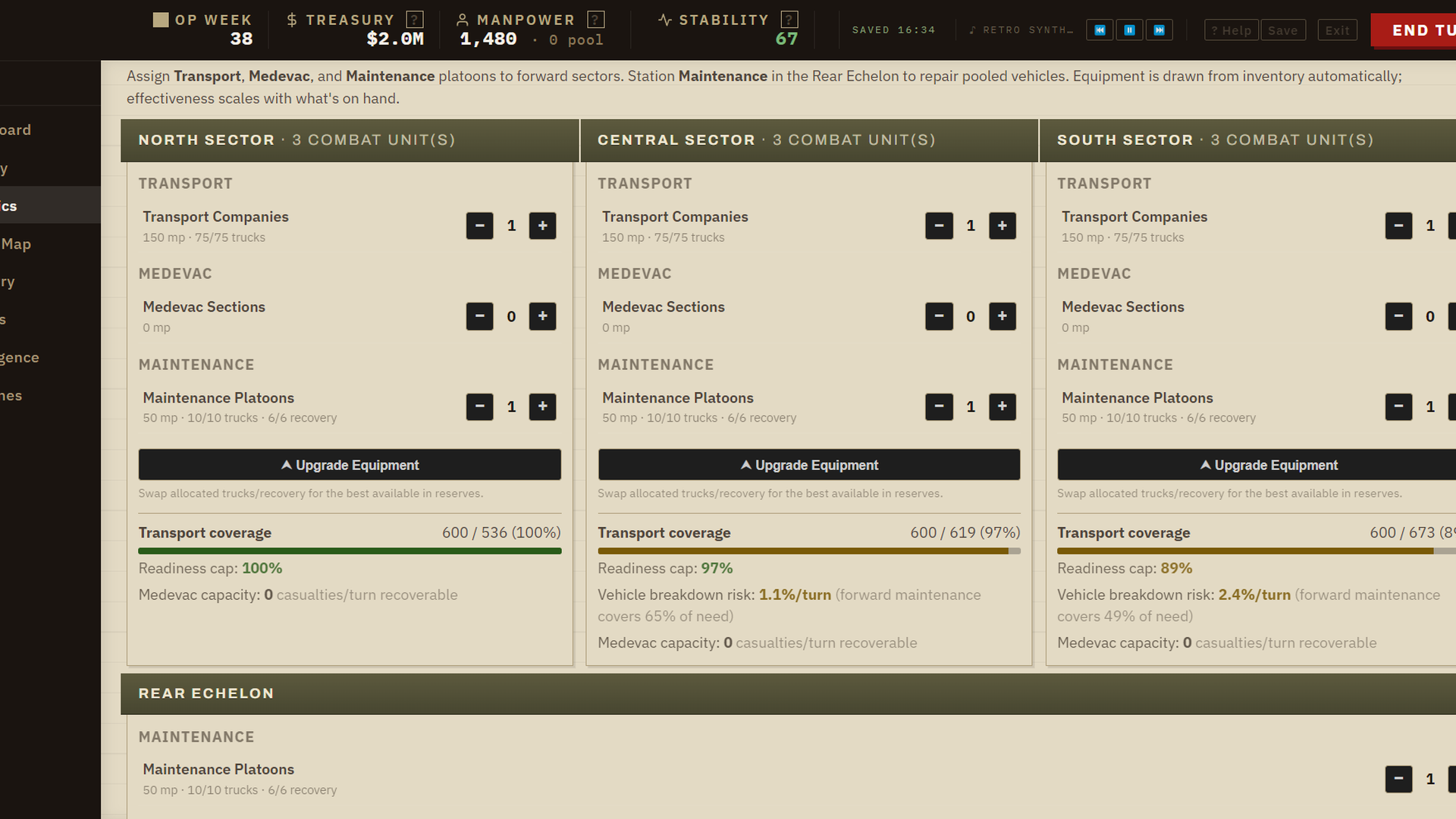 Logistics assignment screen